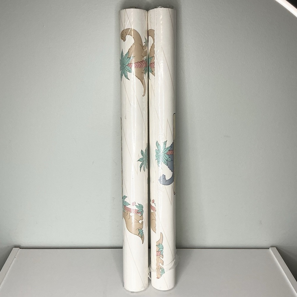 Vintage Lennon Dinosaur Nursery Wallpaper 56 Sq Ft Vinyl Kid Pre-pasted‎ 2 Rolls